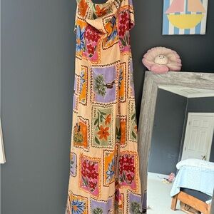 Floral Stamp Print Maxi Dress
